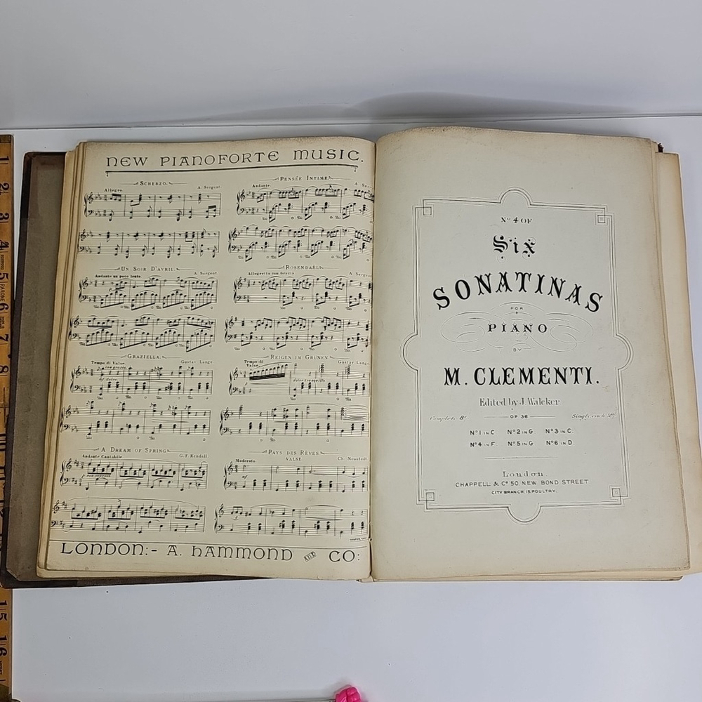 1800s Antique Music Book Piano Leather Hardcover